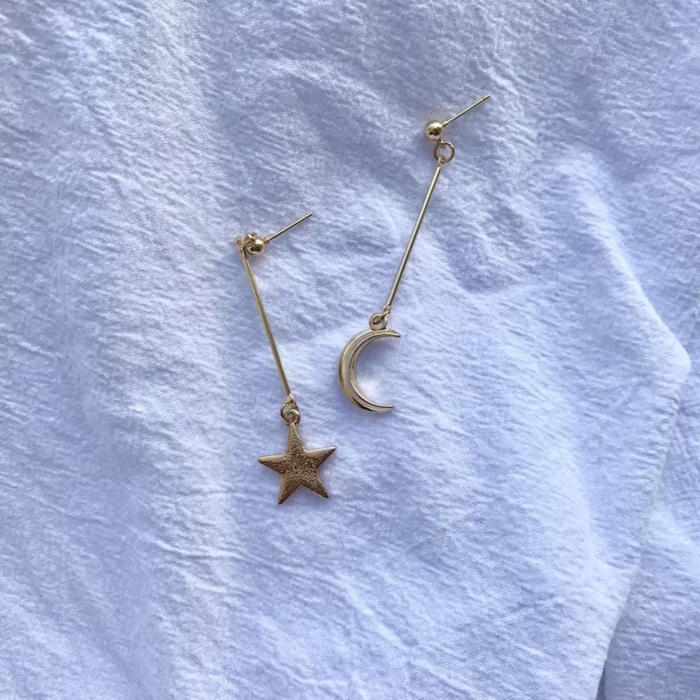 Star and Moon handmade silver earrings